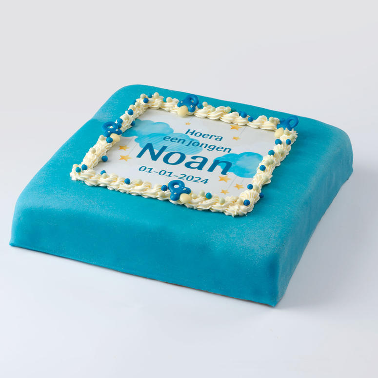 Geboorte marsepeintaart blauw