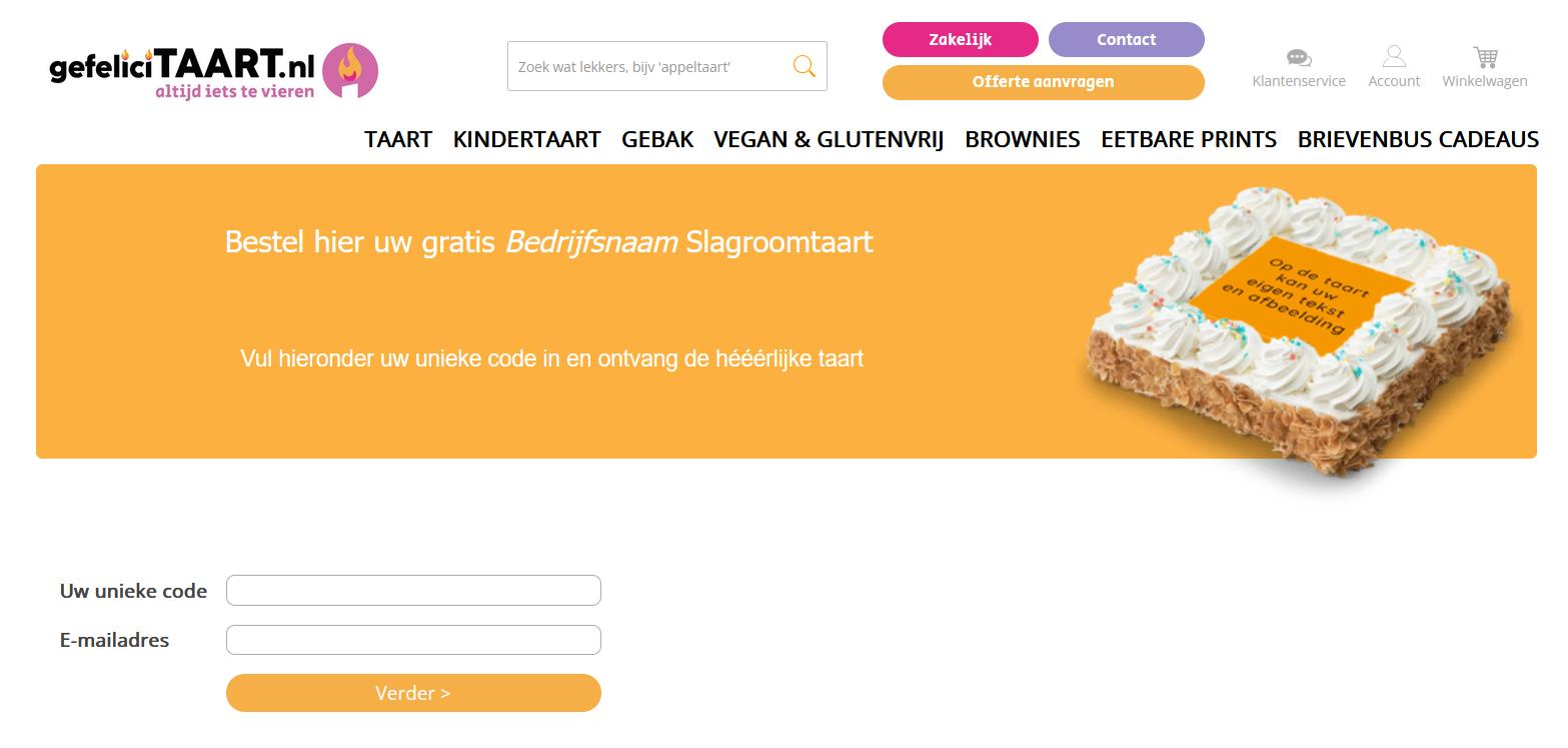 Bedrijfspagina taart bestellen
