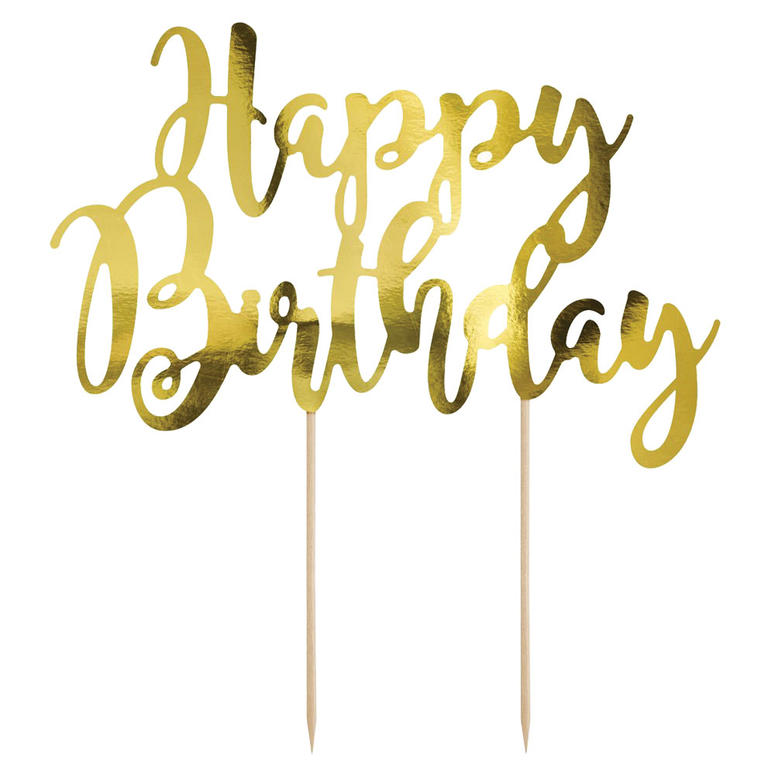 Happy Birthday topper Goud